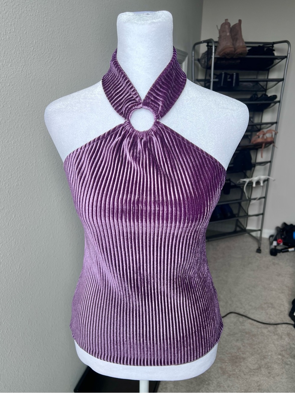 Sleeveless Purple Halter Top